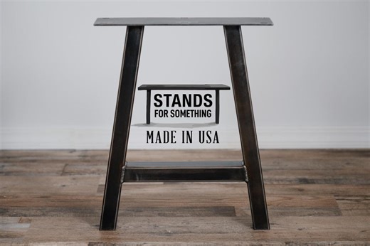 Metal A Frame Table Legs: Rustic Steel Patina Finish - Set of 2