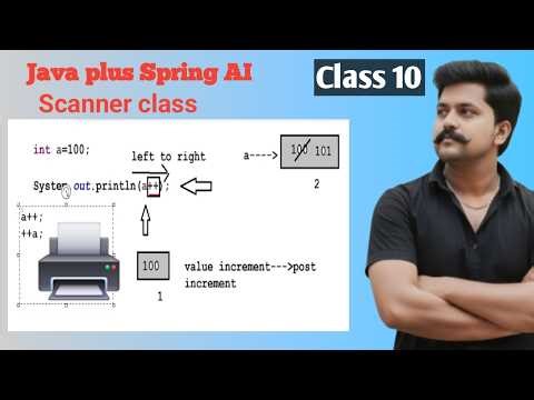 Java + Spring AI- class 10, Increment and Decrement Operators , Scanner class