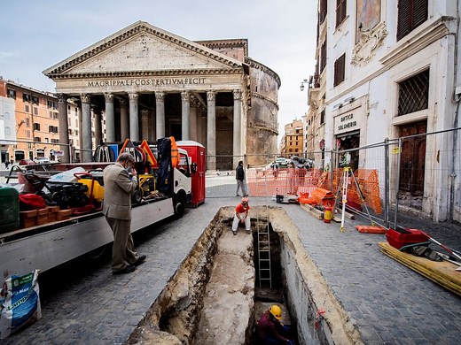 Giant Sinkhole Reveals 2,000-Year-Old Paving Stones Near Pantheon in Rome