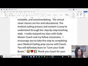 Testimonials for CodeMasterCoachs' Medical Coding Program