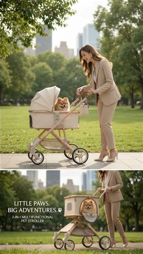 2-in-1 Luxury Pet Stroller | Dog & Cat Stroller with Removable Carrier, Up to 55lbs