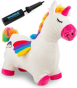 Waddle Hopper Animal Plush Toy for Toddlers and Kids, with Pump, Ages 2 and up, Unicorn