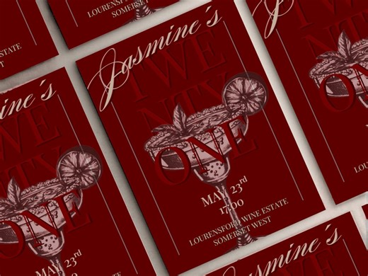 Classy Burgundy 21st Birthday Invitation Template Bundle | Girls' Night (digital Download) - Etsy