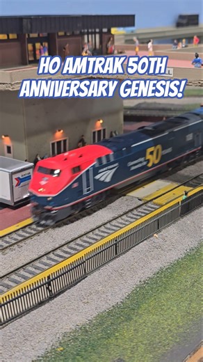 HO Scale Amtrak 60th Anniversary Genesis Passenger Train Runs By Station!