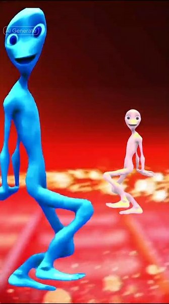 2 Aliens Dance burning in fire😱 - Dame Tu😰 Blue, white🫣 Song Meme #shorts #funny