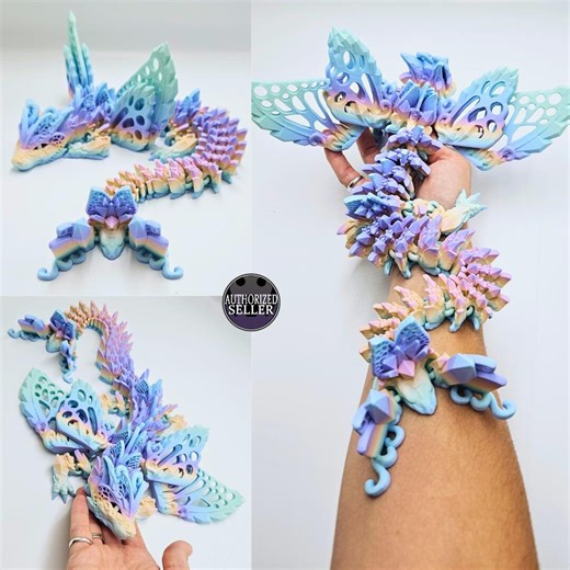 Enchanting Fae Wolf Dragon 3D Printed Articulating Masterpiece, Unique Butterfly & Wolf Fusion, Fidget Toy or Magical Décor , Collectable - Etsy UK