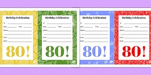 80th Birthday Party Invitations