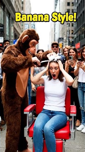 Monkey Haircutting Prank in Public – Funniest Barber Ever
