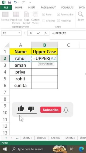 Upper Case in Excel | UPPER Formula in Excel | Excel Short Trick #excel #excelshorts #exceltips