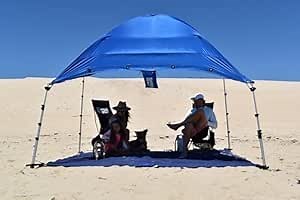 Basecamp Plus Beach Shade Sun Shelter | 9.5x6.5 Ft Beach Cabana, Portable Sun Shade Canopy, Outdoor Camping Canopy, Beach, Picnic, Backyard, Pool | Converts to Hammocks, Sand Anchors