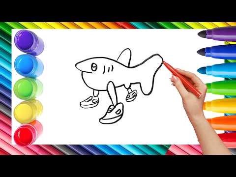 How To Draw cute Tralalero Tralala Drawing, Painting & Coloring For Kids and Toddlers_🌈🎨 🐋