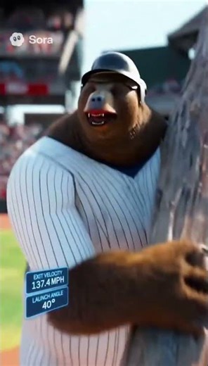 Bear Smashes Baseball Bat Into Splinters 🐻🏏 (This is AI 🔥)