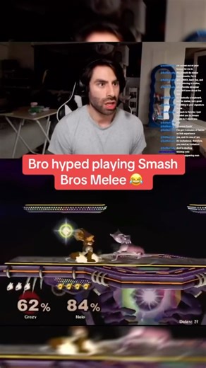 Bro hyped playing Smash Bros Melee 😂