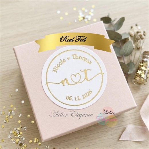 Foil Label, Round Labels, Custom Wedding Label, Any Initials Names Date, Envelope Labels, Stickers, Customized, Engagement, Gold Foil,cnd13a - Etsy