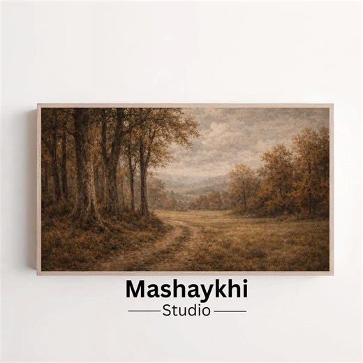 Vintage Fall Leaves Painting, Samsung Frame TV Art, Rustic Autumn Forest Path Landscape, Vintage Oil Painting(digital Download) - Etsy