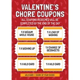 Valentines Chore Coupons Card