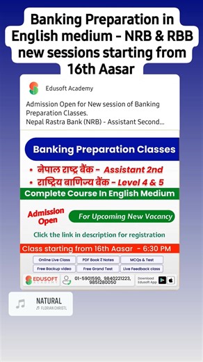 NRB & RBB Preparation class in English medium starting soon. Register now to join the session. | एडुसफ्ट एकेडेमी