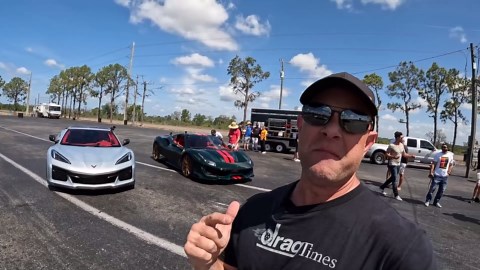 Chevrolet Corvette C8 Z06 vs 850 HP Ferrari Pista drag race