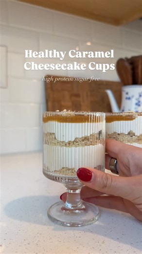 Caramel Cheesecake Cups THM (S) Follow @trimhealthymama for more! Swap those unhealthy New Year’s Eve desserts with this delicious treat that’s sugar free AND high in protein! You would never guess it was healthy 🤤 This recipe uses the caramel sauce found in our reels that you will want to prep beforehand! Ingredients: serves 2 For The Crumple 1/2 cup almond flour 1 1/2 Tbs. TH Baking Blend 1 Tbs. TH Gentle Sweet 1 Tbs. melted coconut oil 1/2 Tbs. water Generous pinch Mineral Salt For The Chees