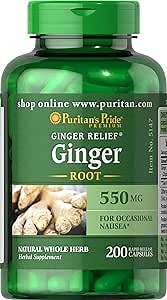 Puritan's Pride Ginger Root 550 mg Capsules, 200 Count