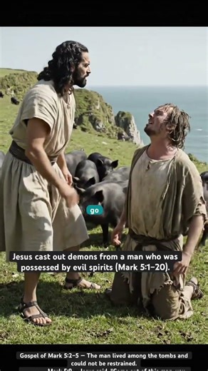 Jesus cast out demons from a man who was possessed by evil spirits.Mark 5:1–20.#jesus #jesuschrist