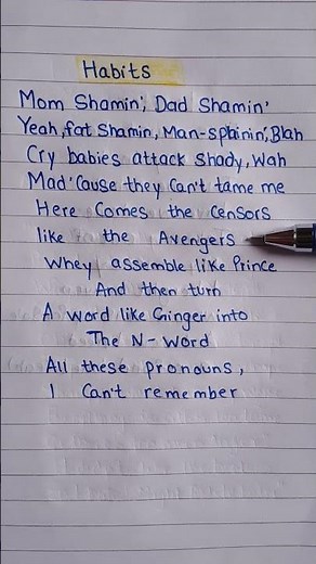 Eminem - Habits (feat. White Gold) | handwritten lyrics #eminem #habits #thedeathofslimshady #hiphop