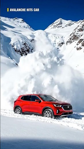Avalanche Hits Car But It Doesn’t Even Scratch!❄️🚙