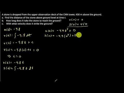 Antiderivatives - Acceleration, Velocity, Position Functions - Word Problem Example 1
