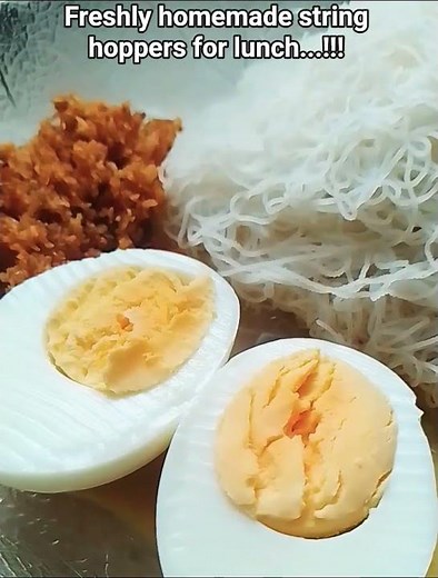Sri Lankan delicacy string hoppers with coconut symbol and potato curry...
