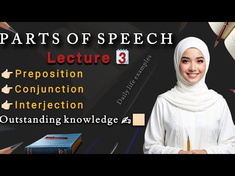 Preposition, conjunction, interjection with examples, friendly explanation 🤩