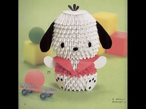 How to make 3D Origami Dog Pochacco Cartoon - Hướng dẫn xếp chó con Origami 3D