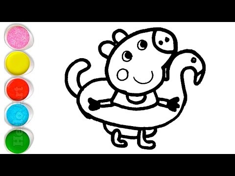 Cute Pippa Pig Duck Drawing, Painting and Coloring For Kids and Toddlers_ Step by Step Drawing