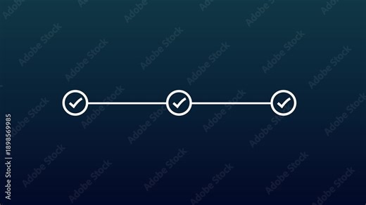 Check mark symbol arrow icon animation isolated background .animated 3 step infographic process with green check mark. Motion graphics of tick mark concept