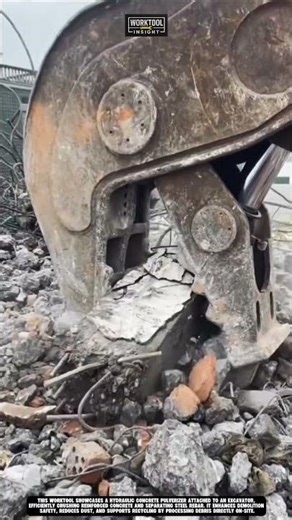 Crushing reinforced concrete safely on demolition sites with worktool pulverizer