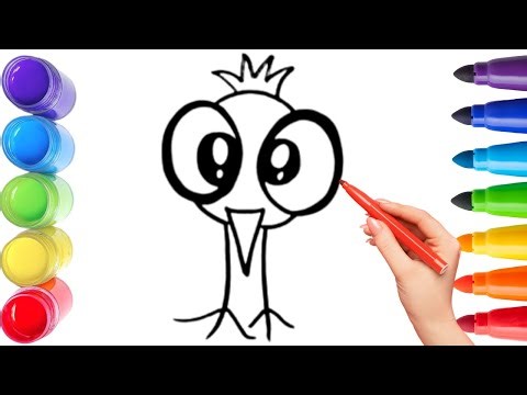 How To Draw cute cartoon bird character Drawing, Painting & Coloring For Kids and Toddlers_🌈🎨