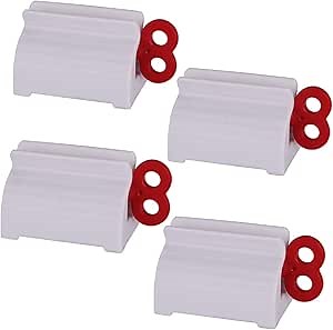 XYKEEY Toothpaste Tube Roller - Manual Squeezer Tool, Toothbrush Squeezers, Clip Holder Stand Winder (Red)