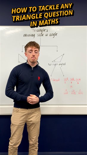 Struggling with triangle questions in Leaving Cert Maths? Here is the simple flow chart strategy you need to tackle every single one with confidence. In this quick guide you will learn: 📌 How to decide if the triangle is right angled or not 📌 When to use Pythagoras theorem 📌 When SOHCAHTOA is the best choice 📌 How the cosine rule and sine rule help you find missing sides and angles 📌 The easiest way to set up each formula depending on what the question asks Mastering these steps will make t