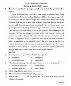 (All the questions are compulsory.)Section- A: Reading Skill (... | Filo
