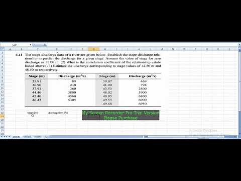 Stage discharge rating curve development example in excel