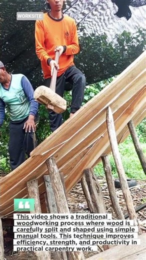 Traditional Wood Splitting Skill | Manual Carpentry Technique