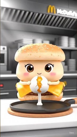 Cute Chibi Egg McMuffin Cooking 🍳 | Pixar-Style 3D Animation | Kawaii McDonald’s Short Film