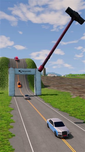 Cars vs Spinning giant hammer #942 #beamngdrive