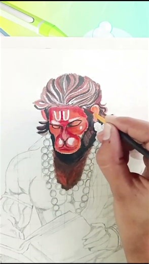 hanuman ji painting 🖌️🎨# water colour painting 🖌️🎨# viral shorts 😍