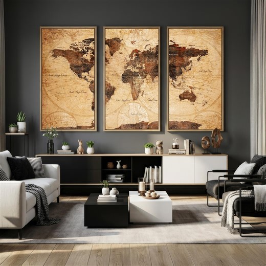 Large Map Artwork Print, World Map Wall Art Canvas Print for Home Office, Large Size Decorative Vintage World Maps Artwork Prints - Etsy
