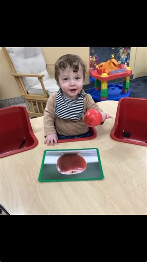 Bright Beginnings Academy on Instagram: "Our frog street curriculum has exploration in colors and vocabulary for all ages! Our infants and toddlers are exploring colors and shapes through interactive play and hands on experiences #learnthroughplay #wayzatachamber #frogstreet #infantlearning 🍎🍌"