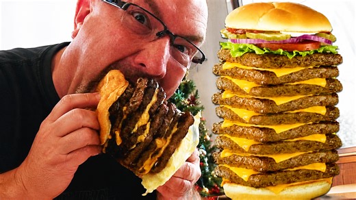 Wendy’s T-Rex Burger Challenge With 9 Patties and 9 Cheese