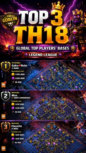 TOP 3 Global Top Player Legend Bases 2026 | Anti Dragon & Dragon Rider Bases | Th18 war base-#shorts