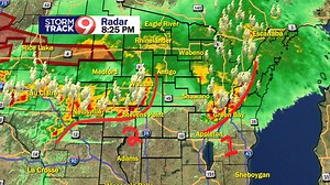 [9:35 PM Update] All severe storm warnings have dropped, however strong storms will remain. You can see the initial line of storms moving out of the area as a slightly weaker line moves in. The severe thunderstorm watch continues until 11PM as there may be isolated wind gusts and hail. | StormTrack9