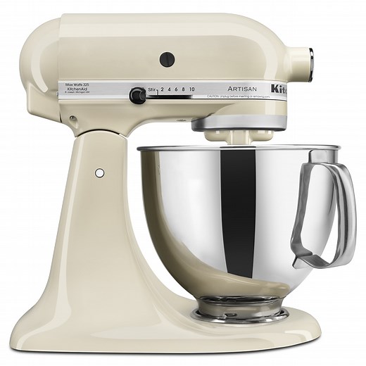 KitchenAid Artisan Series 5-Quart Tilt-Head Stand Mixer, Almond Cream with Flat Beater, Dough Hook, Whip
