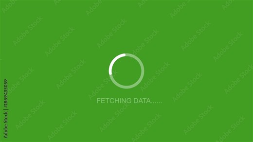 Loading screen animation fetching data progress bar on black background with white text and circular indicator